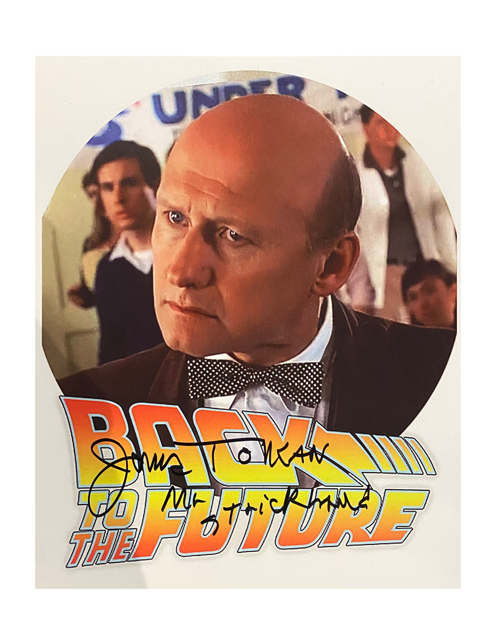 8x10" Back to the Future Print Signed by James Tolkan with Character in Black