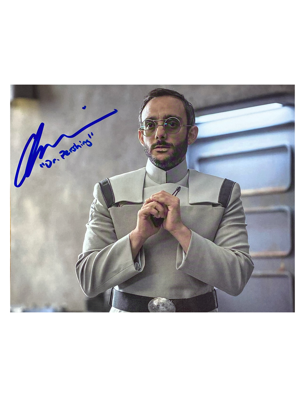 10x8 Mandalorian Print Signed by Omid Abtahi with Character in Blue