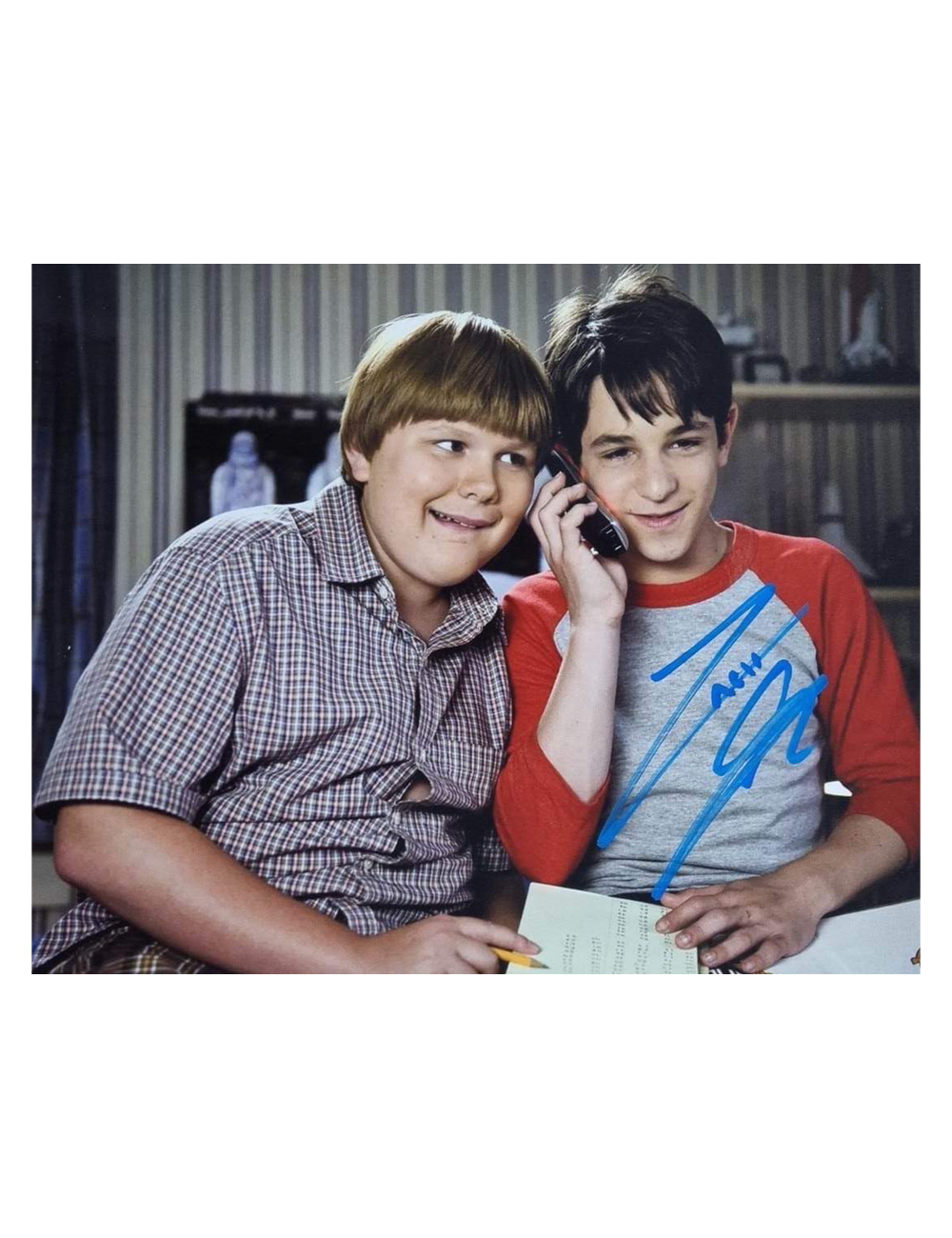 Zachary Gordon Signed Diary of a Wimpy Kid Phone in Blue 10x8" Print