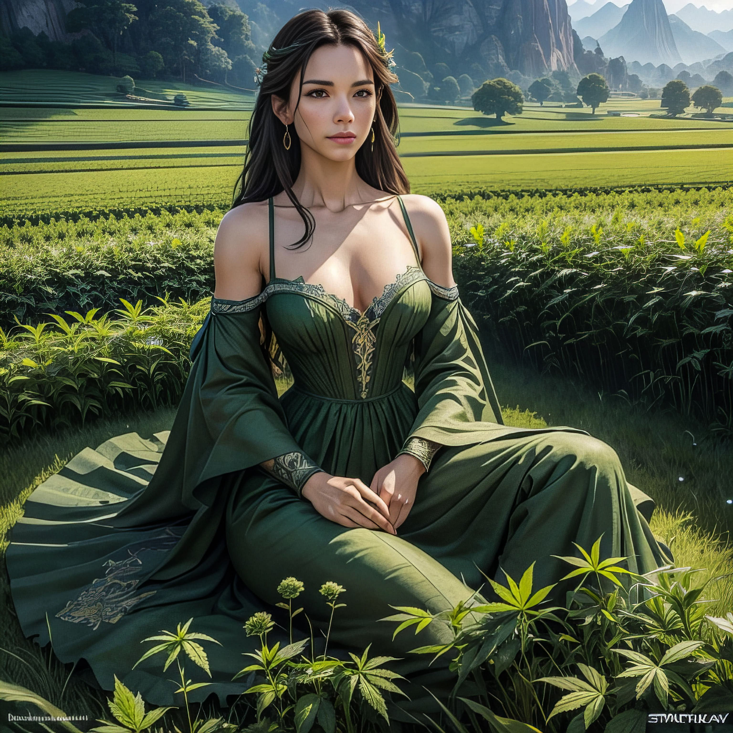 A Beautiful Colombian Woman in a field of Marijuana