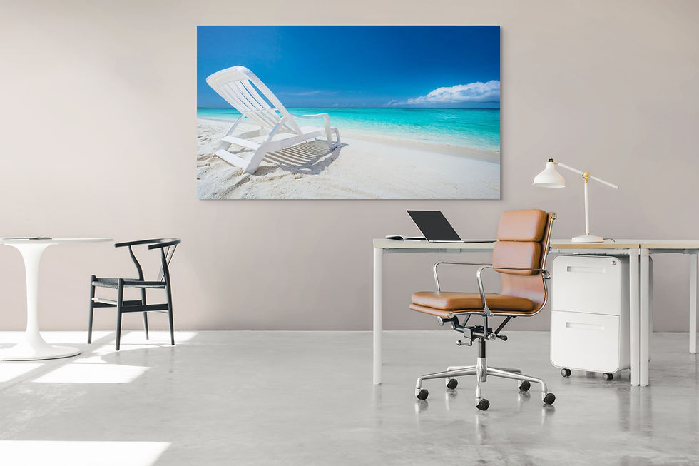 Thumbnail: A White Beach Chair  and a very large red sun hat in The Bahamas.