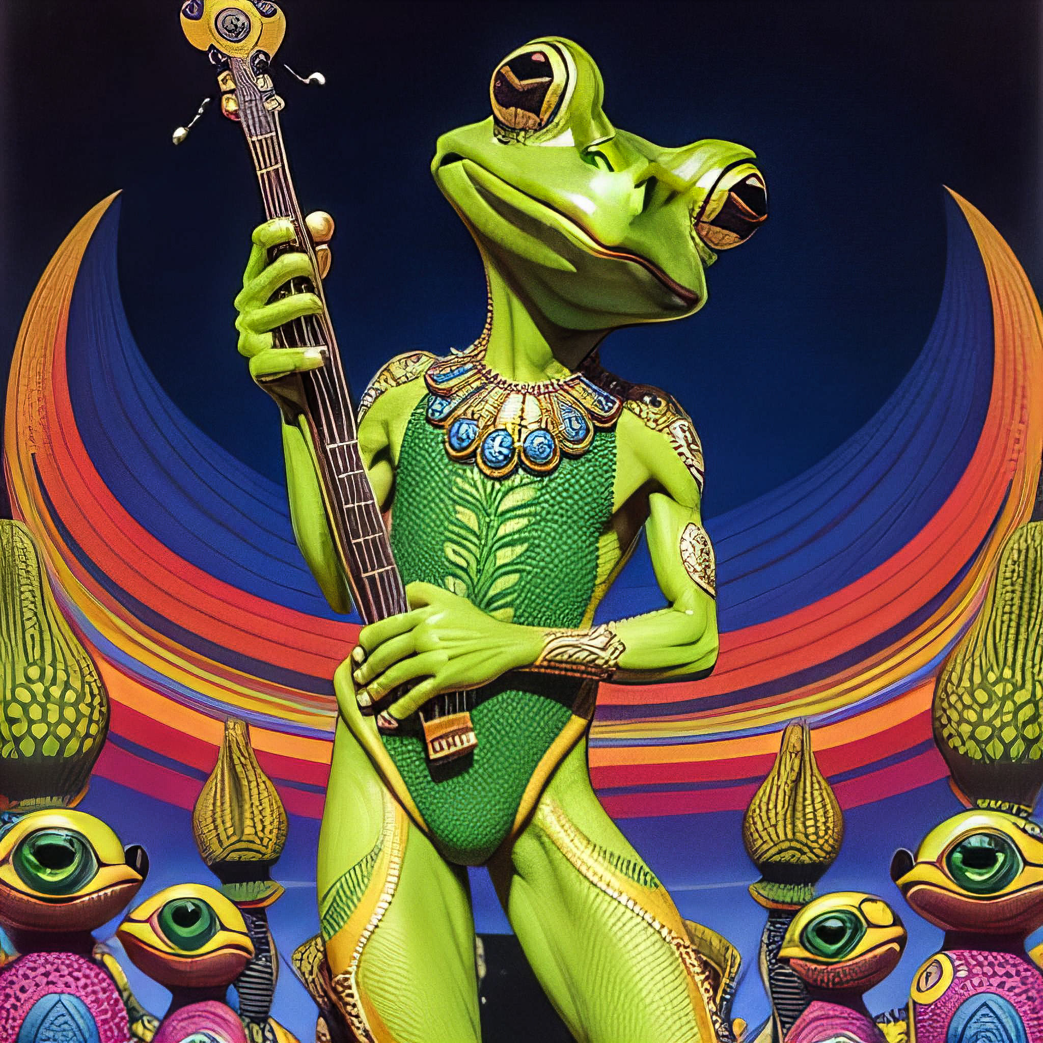 A Green Tree Frog as a Fine Art Painting