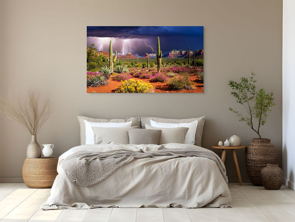 Thumbnail: The Sedona Desert at Sunset with Saguaro Cactus and Lightning.