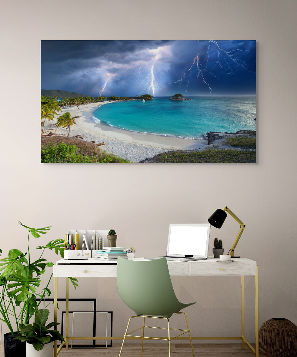 Thumbnail: The Island of Tortola at Dusk with a storm approaching with Lightning.