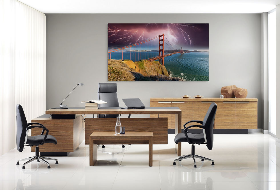 An Wall Art and Home Decor Image photograph printed on Acrylic hanging on the wall in a lovely office of a private home.