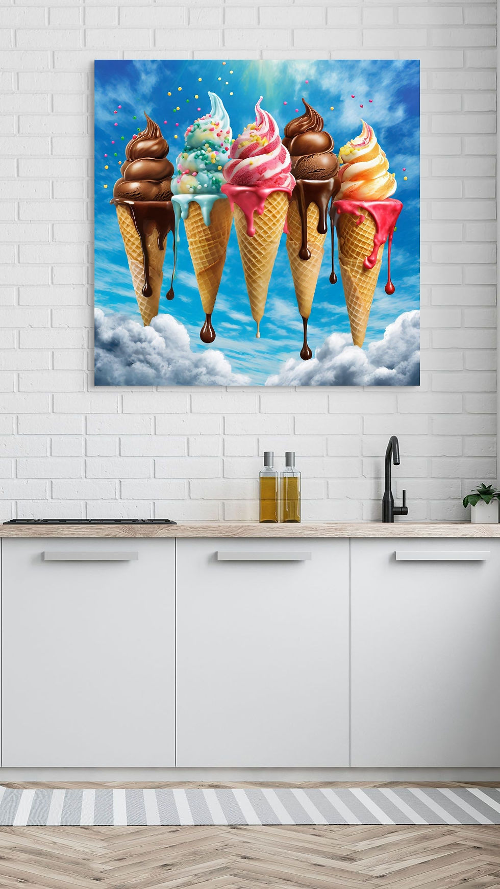 Thumbnail: 5 ice cream cones with 3 flavors of ice cream covered in alot of chocolate syrup