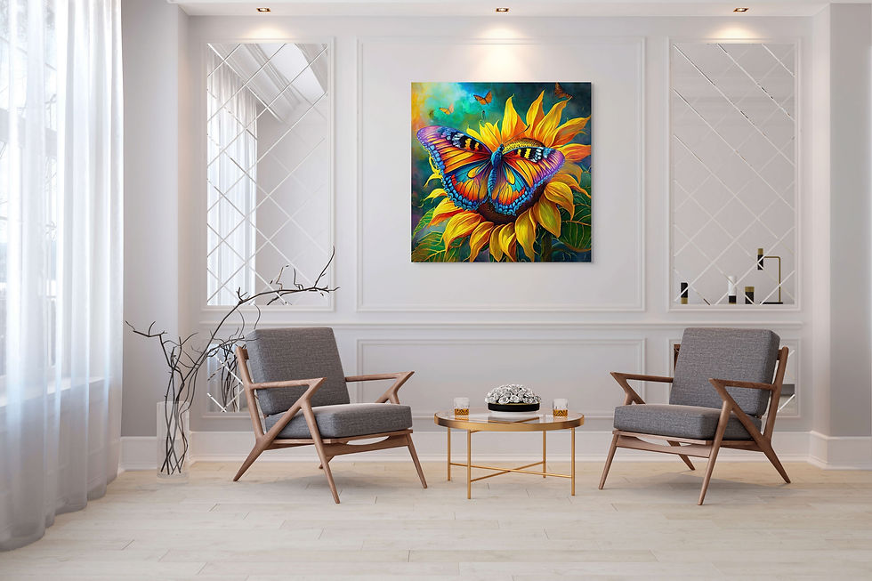 Thumbnail: A very close up photo of an extremely colorful vibrant butterfly on sunflower.