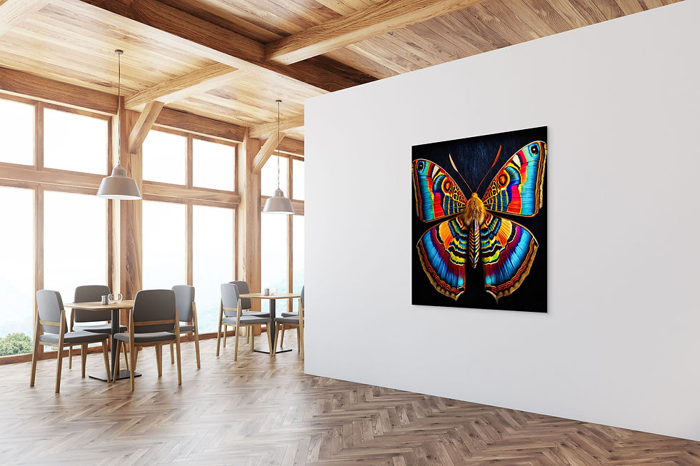 Thumbnail: The Atlas Moth that is colorful, sharp and vibrant with an all black background.