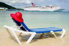 Caribbean Stock Photography and Wall Art Photography of a beach lounge chair in Ocho Rios, Jamaica.