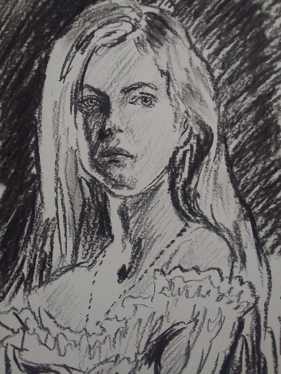 Retrato a carvão em papel a4