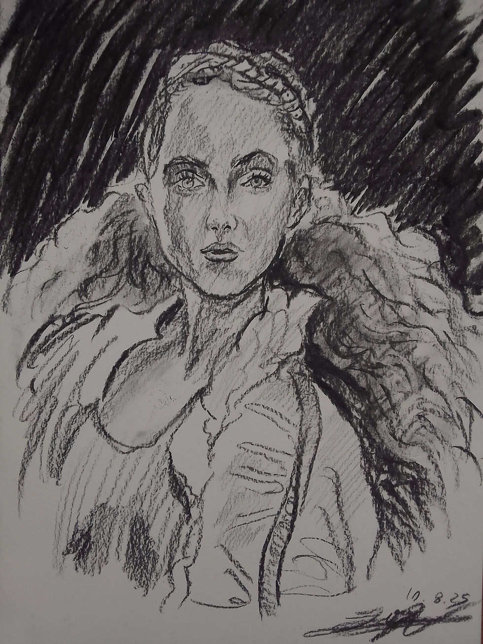 retrato a carvão em papel a3