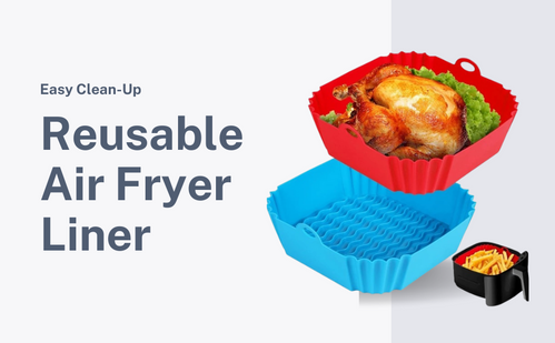 Air Fryer Liners Disposable Reusable Silicone Air Fryer Liners 8.5 Inch By Linda's Essentials 3 Pack, Square - Non Stick Easy Clean Air Fryer Liners Reusable Mats Air Fryer Accessories Includes Cheat