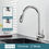 Thumbnail: Black Pull Out Kitchen Faucet – Two‑Function Sprayer, Single Handle, 360° Swivel Spout, Hot & Cold Stainless Steel Deck‑Mount
