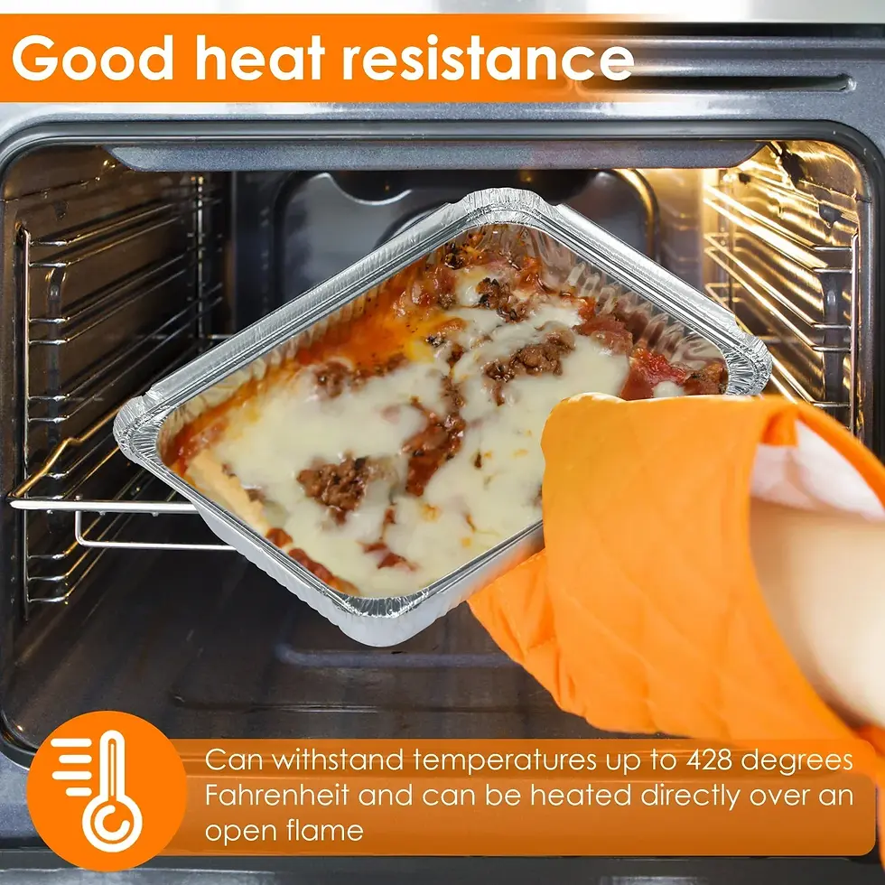 Thumbnail: BakeCraft Tools aluminum foil trays with lids 100 pack – disposable baking pans for air fryer and oven