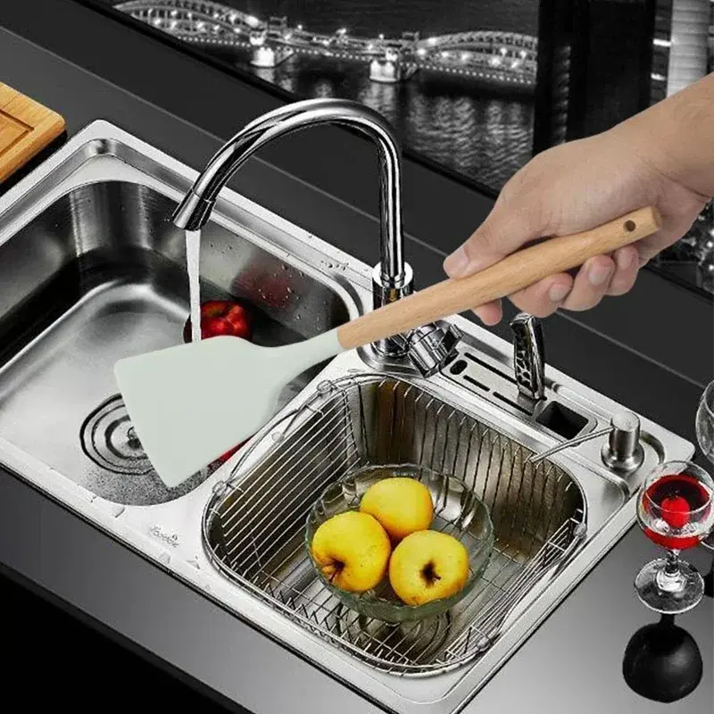 Thumbnail: 12-Piece Silicone Cooking Spoon Set with Wooden Handles