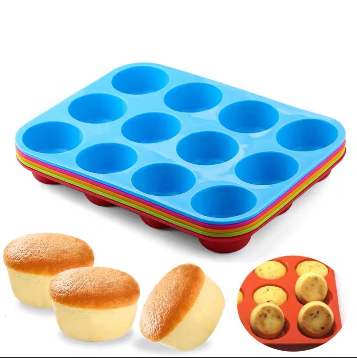 12 Hole Silicone Muffin Mold Nonstick