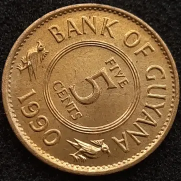 Thumbnail: Guyana 5 cents 1990