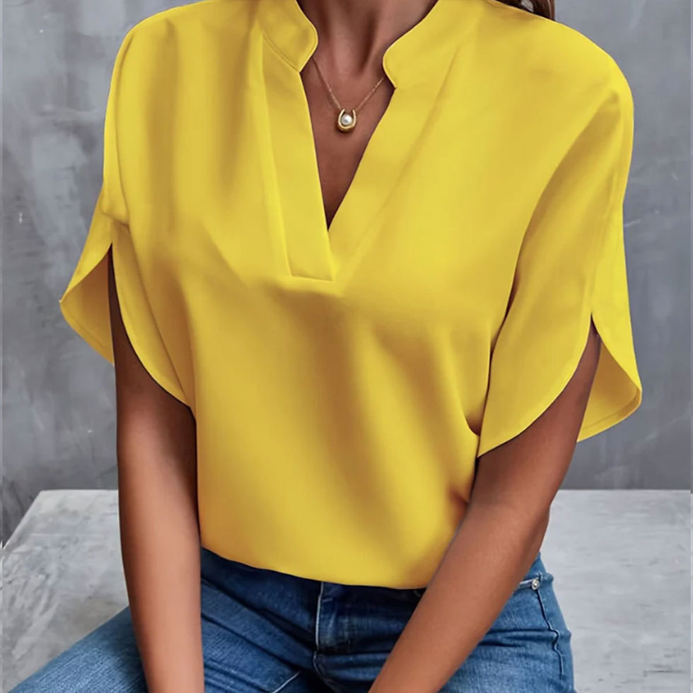 Miniatura: Blusa Feminina Elegance Gola V – Manga Curta