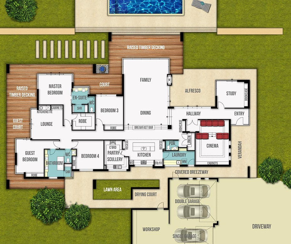 Split Level House Floor Plan - The Grange by Boyd Design Perth