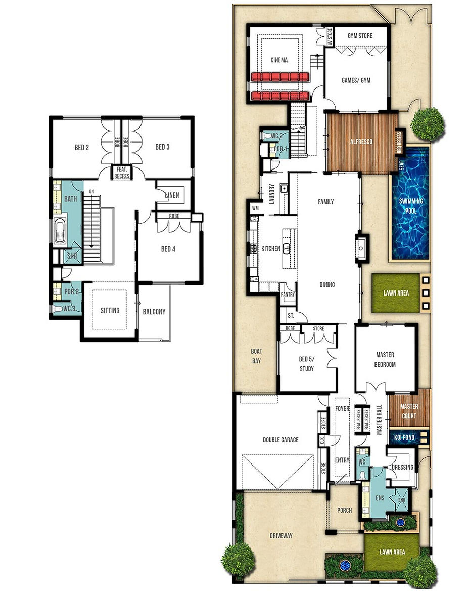 Two Storey House Floor Plans - The Retreat by Boyd Design Perth