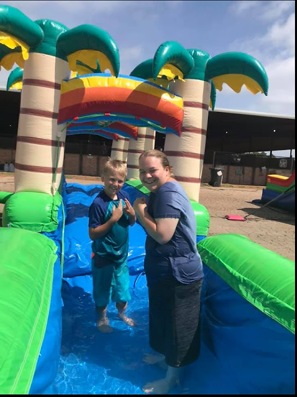 28' Single Lane Slip n Slide with pool