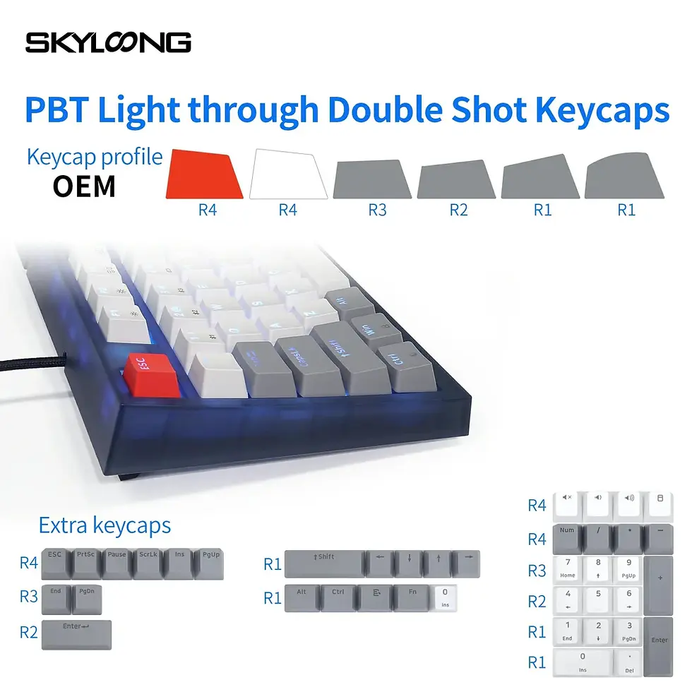 תמונה ממוזערת: SKYLOONG GK75 Double Shot - GreyWhite (Optical)