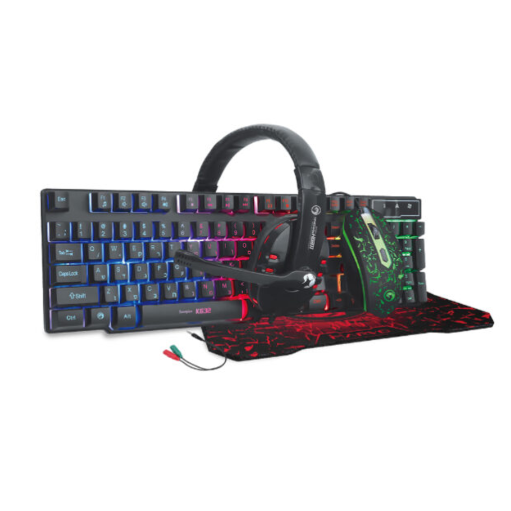 קיט גיימינג הכולל מקלדת עכבר פד ואוזניות
