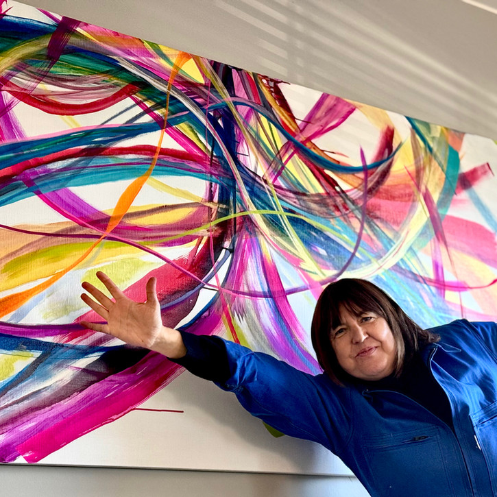 Kleurrijk schilderij XL van Si Bollé