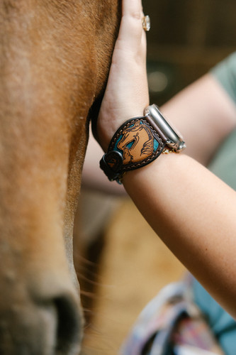 Leather Watch Band, KVS Signature Series, TQ Background_Mare/Foal