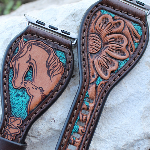 Leather Watch Band, KVS Signature Series, TQ Background_Mare/Foal