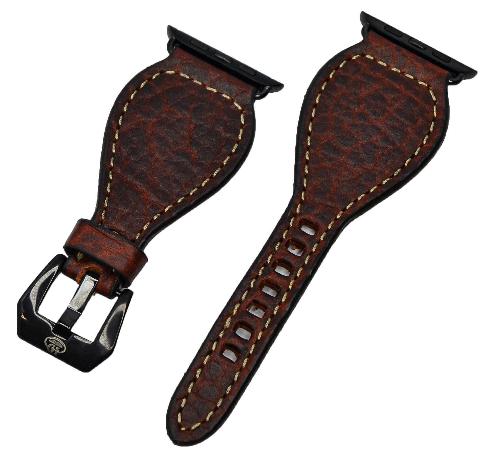 Leather Watch Band - Genuine Buffalo, Burgundy