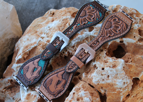 Leather Watch Band, KVS Signature Series, TD, Natural_ Mare/Foal