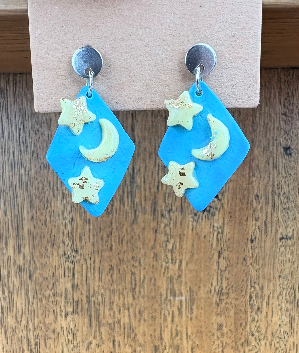 Thumbnail: HANDMADE CLAY EARRINGS - The Sun, Moon & Stars Collection