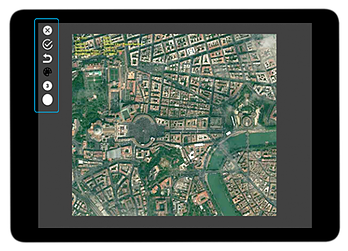 WorkMobile App screen with GPS Map and photo annotation options highlighted