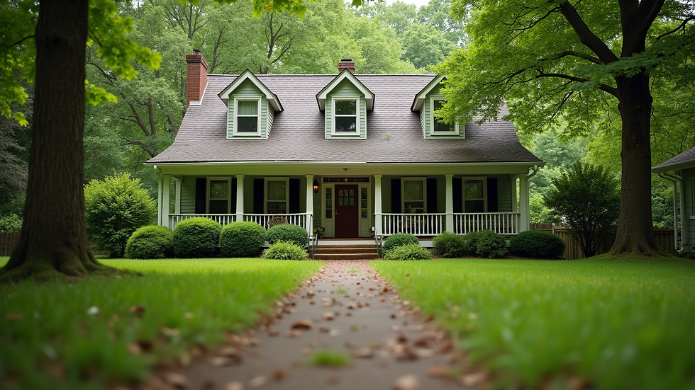 Eye-level view of a charming Arkansas home surrounded by greenery