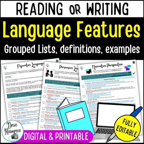 Language Features - Grouped for Close Reading or Writing | Drive Resources