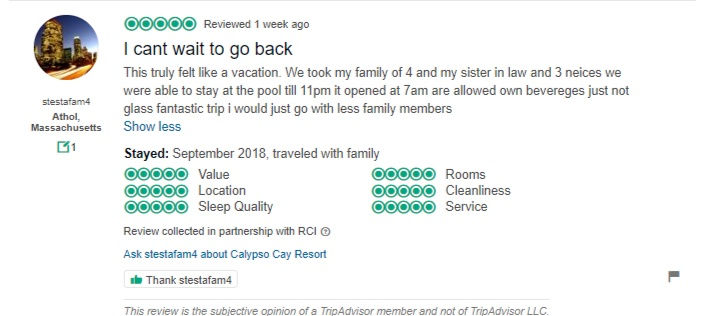Trip Advisor - 5 stars - i cant wait