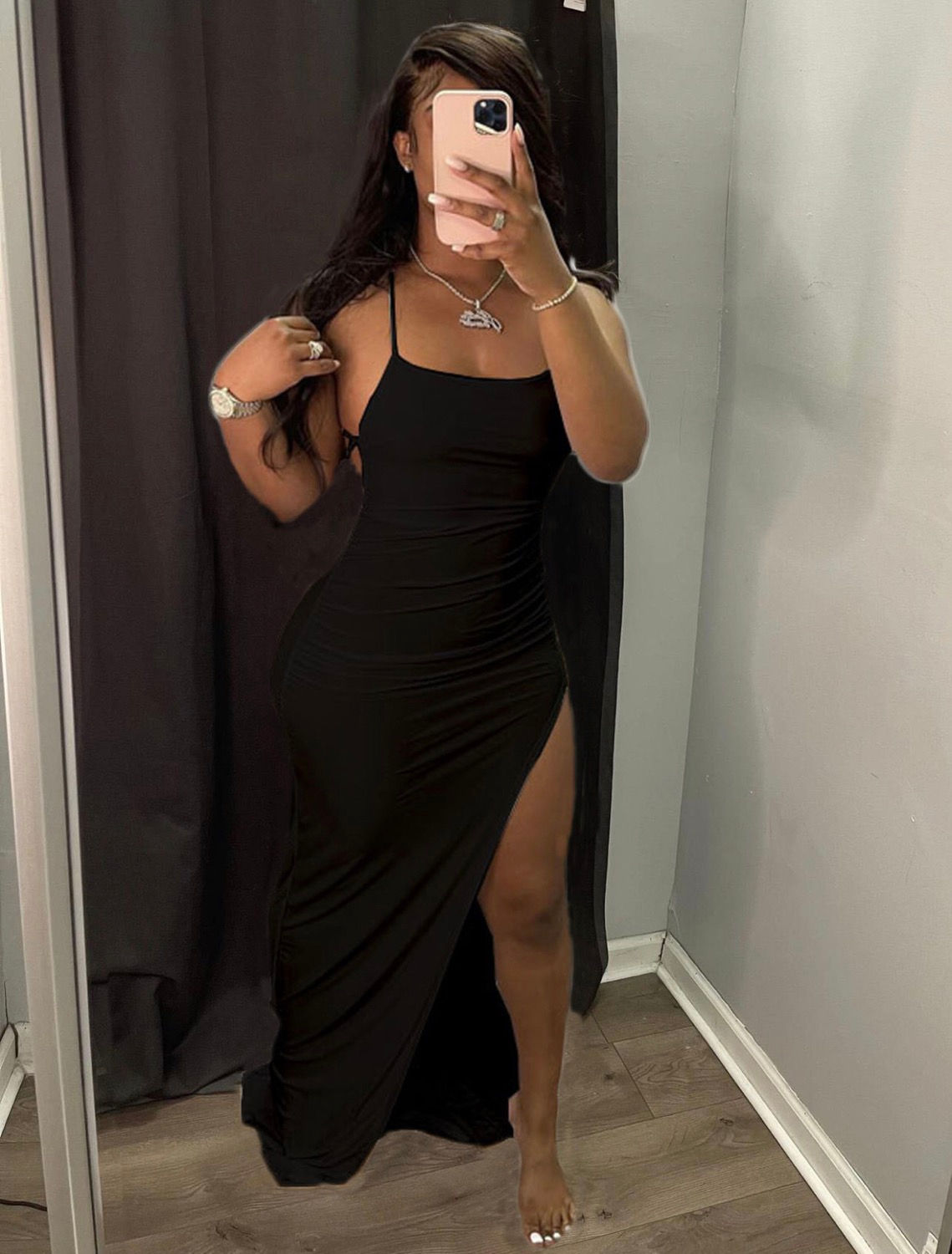 Sexy Pure Backless Lace Up Maxi Dress