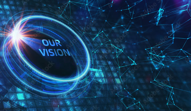 Blue Graphic with Our Vision inside