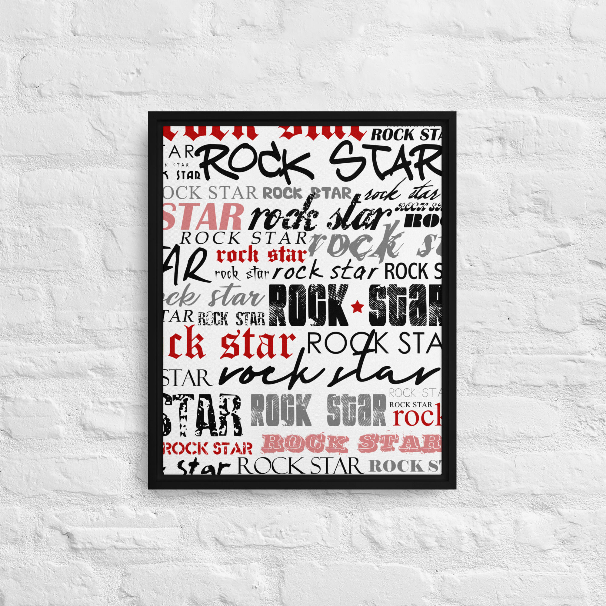 Rock Star Red Framed Canvas