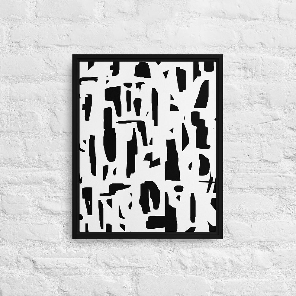 Thumbnail: White Pixel Framed Canvas Art