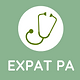Stethoscope Medical Logo EXPAT PA on green background