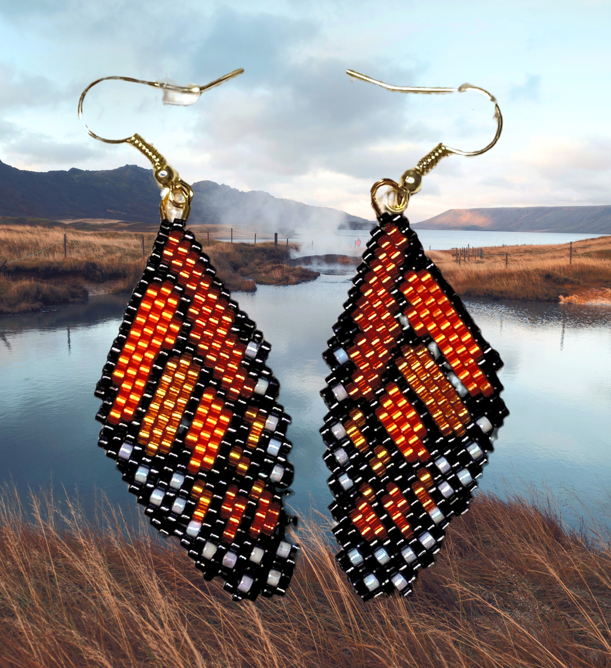 Monarch Butterfly Beaded Earrings