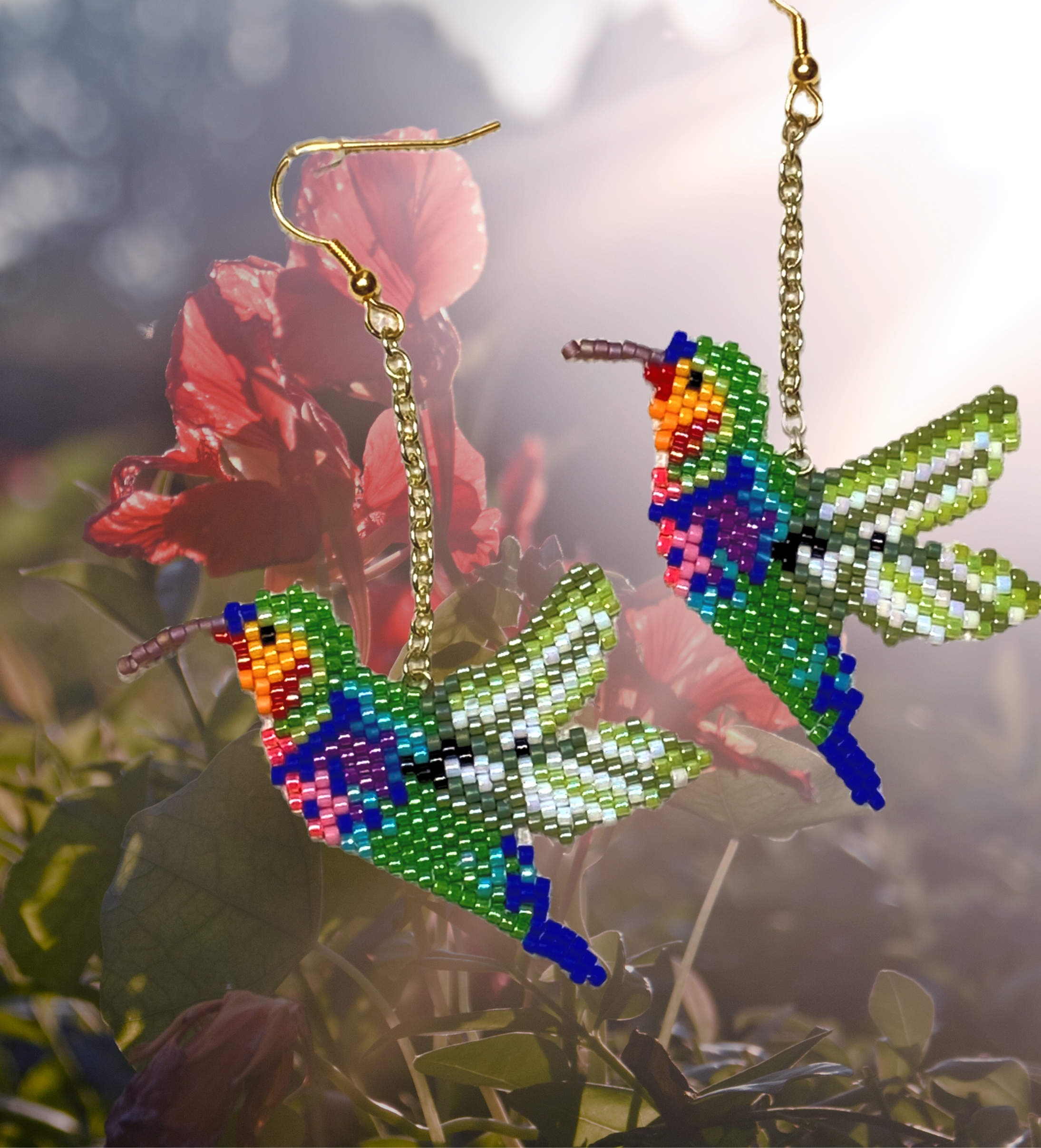 Hummingbird beaded earrings