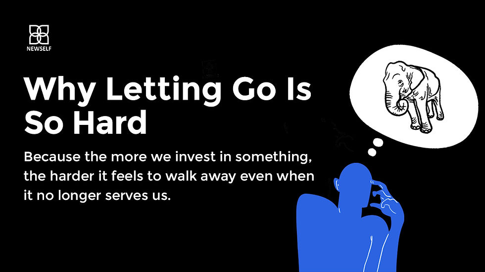 Visual of a person thinking about a white elephant, symbolizing how emotional investment makes it difficult to walk away.