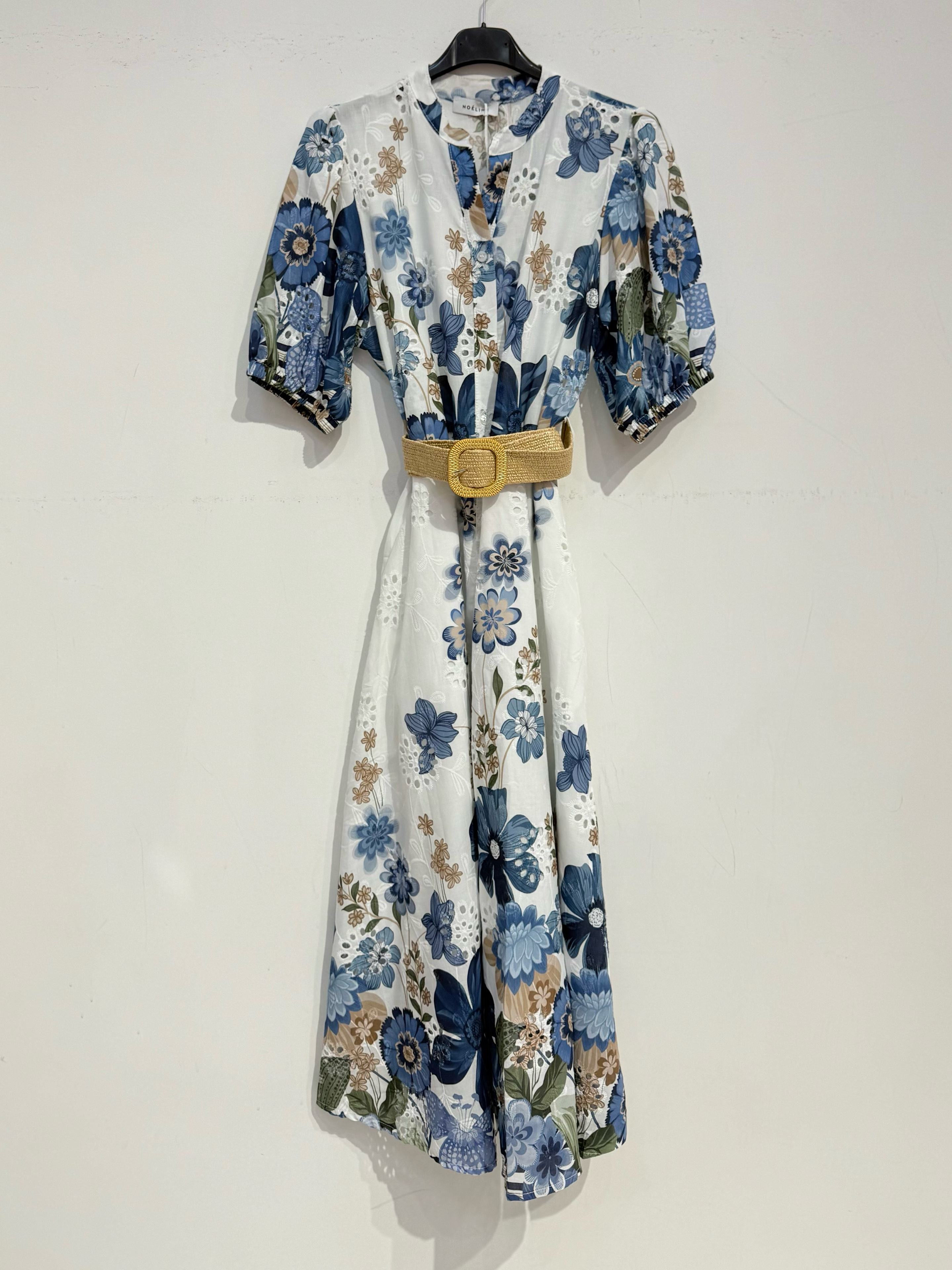 Broderaattu mekko Marine