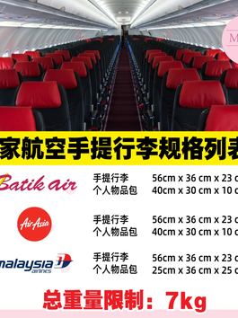 AirAsia 登机提醒:7kg手提行李规格!