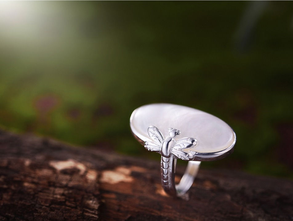 Thumbnail: Dragonfly Mother of Pearl Ring Side Top View