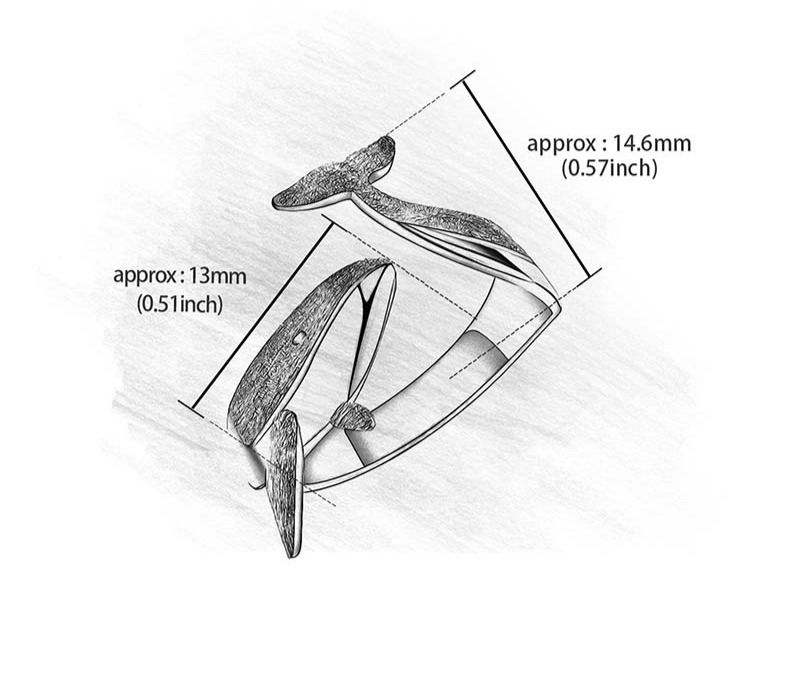 Thumbnail: Sterling Silver Whale Ring Measurements Drawing