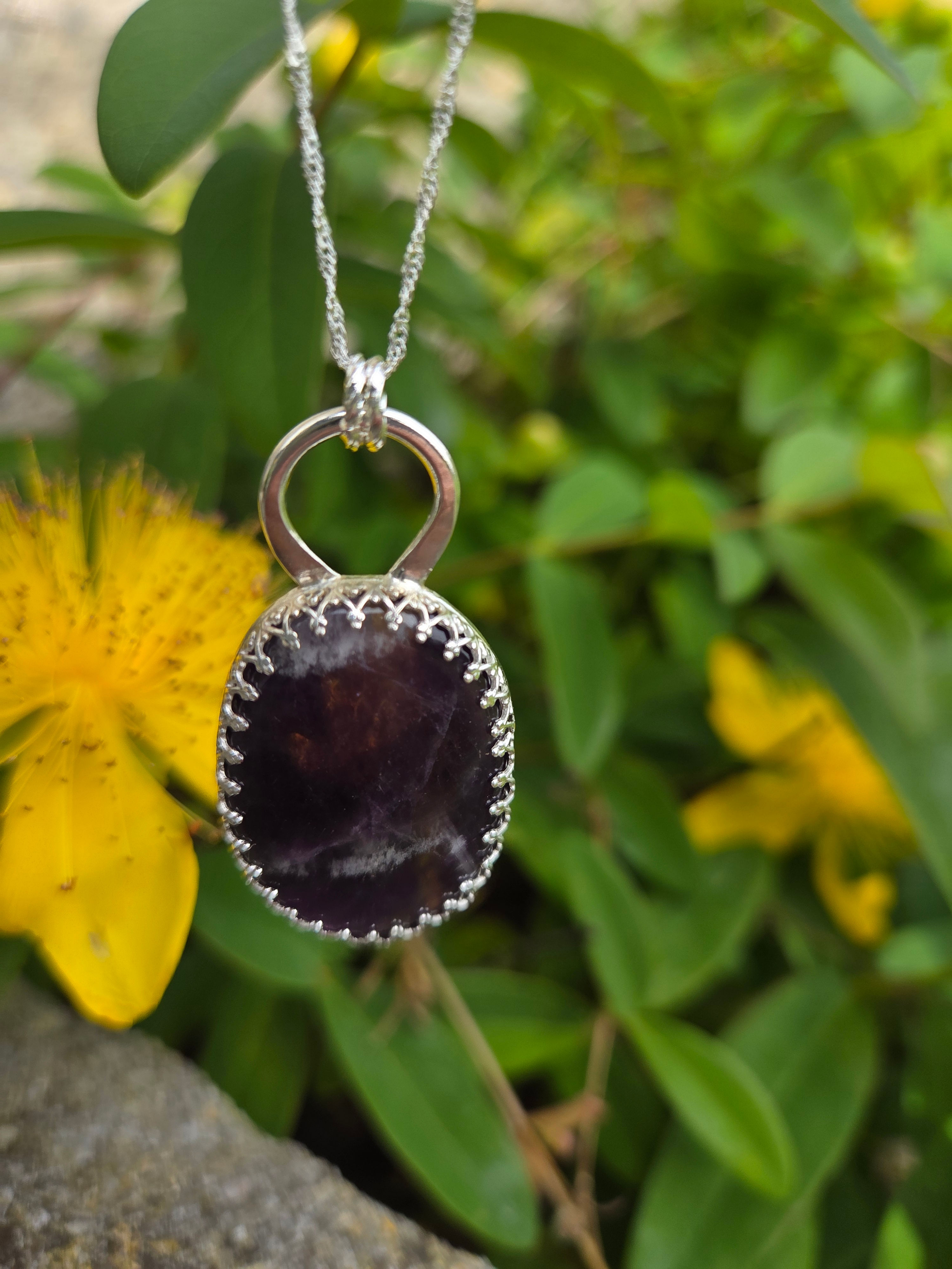 Large Amethyst Bird Necklace